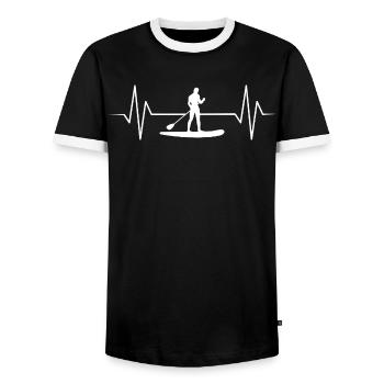 Stand Up Paddling - Men's Ringer Shirt - black/white - Front - AI Model Female 172 light (172cm) & AI Model Male 178 light (178cm)