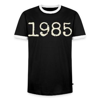 1985 Birthday Gift - Awesome since 1985 - Men's Ringer Shirt - black/white - Front - AI Model Female 172 light (172cm) & AI Model Male 178 light (178cm)