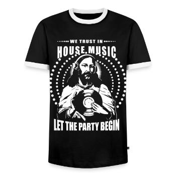 House Music Vinyle - T-shirt contrasté Homme - noir/blanc - Devant - AI Model Female 172 light (172cm) & AI Model Male 178 light (178cm)