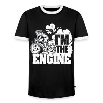 I'm the engine - Men's Ringer Shirt - black/white - Front - AI Model Female 172 light (172cm) & AI Model Male 178 light (178cm)