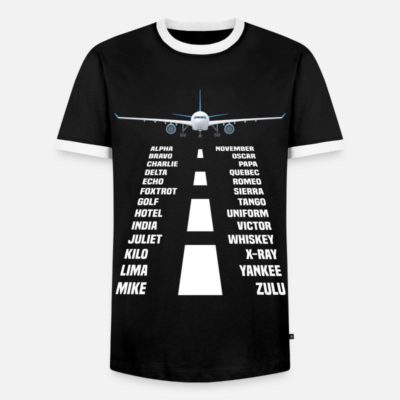 Flugzeug Pilot phonetisches Alphabet - Männer Kontrast-T-Shirt - Schwarz/Weiß