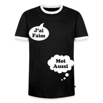 J'ai Faim Moi Aussi Cadeau Humour De Grossesse - T-shirt contrasté Homme - noir/blanc - Devant - AI Model Female 172 light (172cm) & AI Model Male 178 light (178cm)