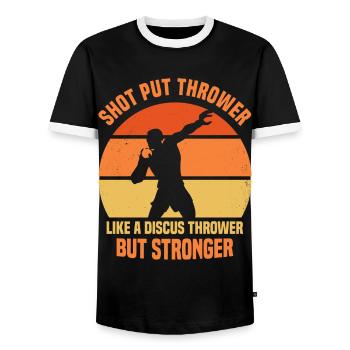 Shot put - Men's Ringer Shirt - black/white - Front - AI Model Female 172 light (172cm) & AI Model Male 178 light (178cm)