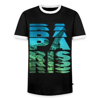 Paris France City Skyline Home Love - Men's Ringer Shirt - black/white - Front - AI Model Female 172 light (172cm) & AI Model Male 178 light (178cm)
