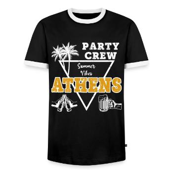 L’équipage de la fête d’Athènes célèbre les vacances de la bière alcoolisée - T-shirt contrasté Homme - noir/blanc - Devant - AI Model Female 172 light (172cm) & AI Model Male 178 light (178cm)