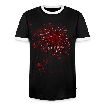 Fireworks,Rockets,Stars,New Year's Eve,Graffiti,Red - Men's Ringer Shirt - black/white - Front - AI Model Female 172 light (172cm) & AI Model Male 178 light (178cm)