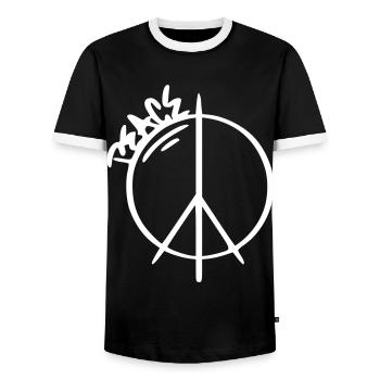 Signe de la Paix Dessin de la Paix Croquis blanc - T-shirt contrasté Homme - noir/blanc - Devant - AI Model Female 172 light (172cm) & AI Model Male 178 light (178cm)