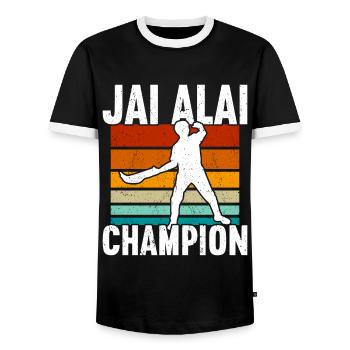 Jai Alai - Men's Ringer Shirt - black/white - Front - AI Model Female 172 light (172cm) & AI Model Male 178 light (178cm)