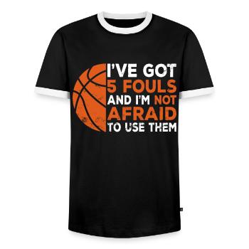 Hoops Basketteur Streetball Hooping 5 Fautes - T-shirt contrasté Homme - noir/blanc - Devant - AI Model Female 172 light (172cm) & AI Model Male 178 light (178cm)