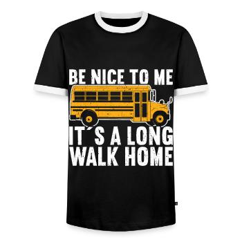 School Bus Driver - Men's Ringer Shirt - black/white - Front - AI Model Female 172 light (172cm) & AI Model Male 178 light (178cm)
