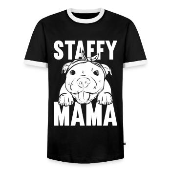 Staffordshire Bullterrier - Männer Kontrast-T-Shirt - Schwarz/Weiß - Vorne - AI Model Female 172 light (172cm) & AI Model Male 178 light (178cm)
