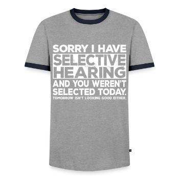 Selective Hearing Not Listening I Don't Listen Pun - Männer Kontrast-T-Shirt - Grau/Navy  - Vorne - AI Model Female 172 light (172cm) & AI Model Male 178 light (178cm)