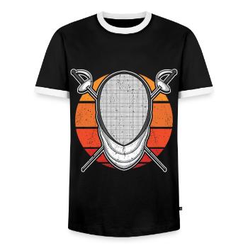 Fencing Fencer - Men's Ringer Shirt - black/white - Front - AI Model Female 172 light (172cm) & AI Model Male 178 light (178cm)