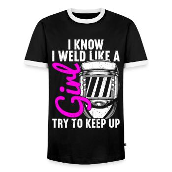Soudure Soudeur Soudeur Soudeur - T-shirt contrasté Homme - noir/blanc - Devant - AI Model Female 172 light (172cm) & AI Model Male 178 light (178cm)