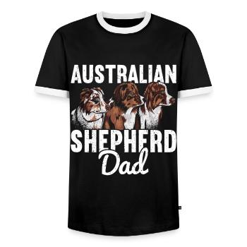 Australian Shepherd - Men's Ringer Shirt - black/white - Front - AI Model Female 172 light (172cm) & AI Model Male 178 light (178cm)