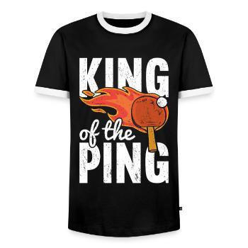 Ping Pong Table Tennis Ping-Pong - Men's Ringer Shirt - black/white - Front - AI Model Female 172 light (172cm) & AI Model Male 178 light (178cm)