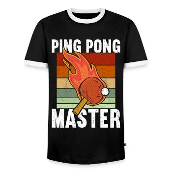 Ping Pong Table Tennis Ping-Pong - Men's Ringer Shirt - black/white - Front - AI Model Female 172 light (172cm) & AI Model Male 178 light (178cm)
