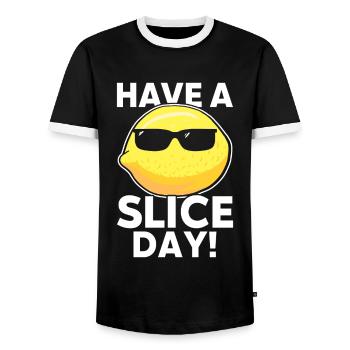 Lemonade Stand Lemon - Men's Ringer Shirt - black/white - Front - AI Model Female 172 light (172cm) & AI Model Male 178 light (178cm)