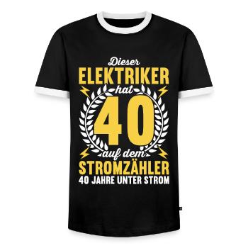 Elektriker Elektroinstallateur 40. Geburtstag - Männer Kontrast-T-Shirt - Schwarz/Weiß - Vorne - AI Model Female 172 light (172cm) & AI Model Male 178 light (178cm)