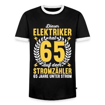 Elektriker Elektroinstallateur 65. Geburtstag - Männer Kontrast-T-Shirt - Schwarz/Weiß - Vorne - AI Model Female 172 light (172cm) & AI Model Male 178 light (178cm)