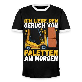 Gabelstaplerfahrer Gabelstapler Staplerfahrer - Männer Kontrast-T-Shirt - Schwarz/Weiß - Vorne - AI Model Female 172 light (172cm) & AI Model Male 178 light (178cm)