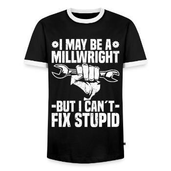 Mécanicien de chantier Mécaniciens de chantier - T-shirt contrasté Homme - noir/blanc - Devant - AI Model Female 172 light (172cm) & AI Model Male 178 light (178cm)