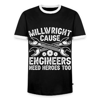 Mécanicien de chantier Mécaniciens de chantier - T-shirt contrasté Homme - noir/blanc - Devant - AI Model Female 172 light (172cm) & AI Model Male 178 light (178cm)