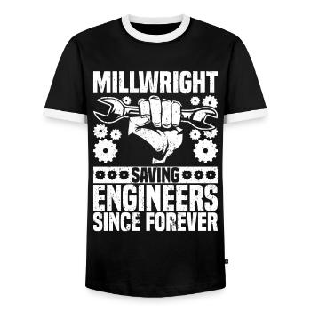 Mécanicien de chantier Mécaniciens de chantier - T-shirt contrasté Homme - noir/blanc - Devant - AI Model Female 172 light (172cm) & AI Model Male 178 light (178cm)