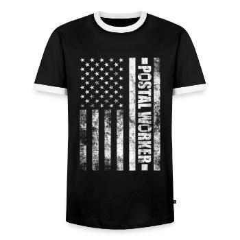 Postier Facteur Facteur USA Flag Mailman - T-shirt contrasté Homme - noir/blanc - Devant - AI Model Female 172 light (172cm) & AI Model Male 178 light (178cm)