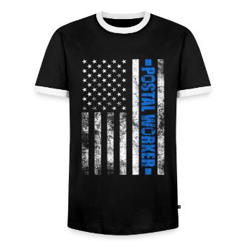 Postier Facteur Facteur USA Flag Mailman - T-shirt contrasté Homme - noir/blanc - Devant - AI Model Female 172 light (172cm) & AI Model Male 178 light (178cm)