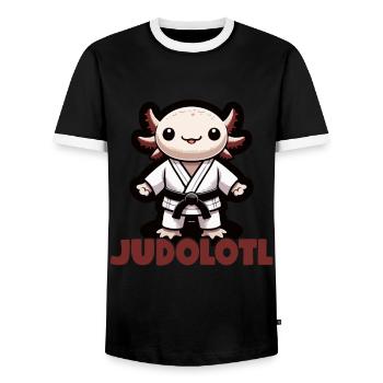 Judo Axolotl Judo Gift Judoka - Men's Ringer Shirt - black/white - Front - AI Model Female 172 light (172cm) & AI Model Male 178 light (178cm)