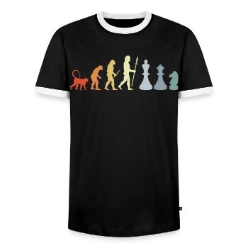 Chess Development - Men's Ringer Shirt - black/white - Front - AI Model Female 172 light (172cm) & AI Model Male 178 light (178cm)