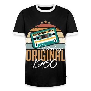 Années 1960 né Original des années 1960 anniversaire - T-shirt contrasté Homme - noir/blanc - Devant - AI Model Female 172 light (172cm) & AI Model Male 178 light (178cm)