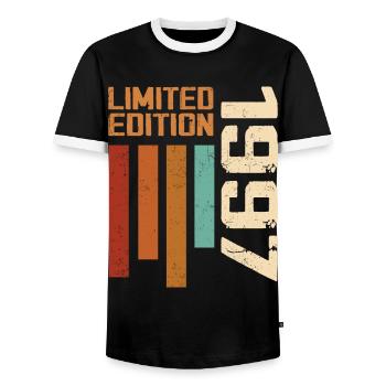 Vintage 1997 Birthday Gift 1997 Retro 1997 - Men's Ringer Shirt - black/white - Front - AI Model Female 172 light (172cm) & AI Model Male 178 light (178cm)