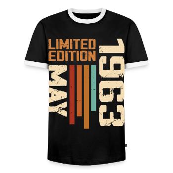 Mai 1963 Jahrgang Geboren im Mai 1963 Geburtstag - Männer Kontrast-T-Shirt - Schwarz/Weiß - Vorne - AI Model Female 172 light (172cm) & AI Model Male 178 light (178cm)