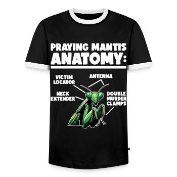 Mante religieuse Entomologie des insectes Entomologiste - T-shirt contrasté Homme - noir/blanc - Devant - AI Model Female 172 light (172cm) & AI Model Male 178 light (178cm)