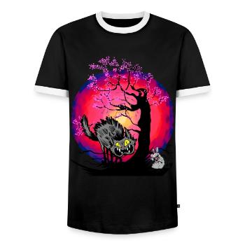 Halloween Katze Katzen Maus Mäuse - Männer Kontrast-T-Shirt - Schwarz/Weiß - Vorne - AI Model Female 172 light (172cm) & AI Model Male 178 light (178cm)