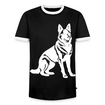 German Shepherd Dog Silhouette - Men's Ringer Shirt - black/white - Front - AI Model Female 172 light (172cm) & AI Model Male 178 light (178cm)