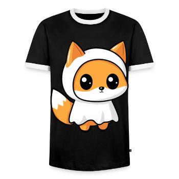 Fuchs Halloween Lustig Geist - Männer Kontrast-T-Shirt - Schwarz/Weiß - Vorne - AI Model Female 172 light (172cm) & AI Model Male 178 light (178cm)