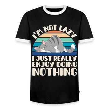 I'm Not Lazy I Just Really Enjoy Doing Nothing - Männer Kontrast-T-Shirt - Schwarz/Weiß - Vorne - AI Model Female 172 light (172cm) & AI Model Male 178 light (178cm)