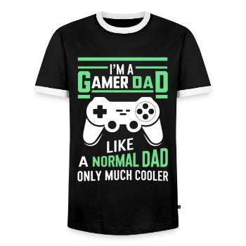 Gamer Dad T-Shirt – Funny Father's Day Gift - Men's Ringer Shirt - black/white - Front - AI Model Female 172 light (172cm) & AI Model Male 178 light (178cm)