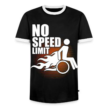 Fauteuil roulant Pas de limite de vitesse - T-shirt contrasté Homme - noir/blanc - Devant - AI Model Female 172 light (172cm) & AI Model Male 178 light (178cm)