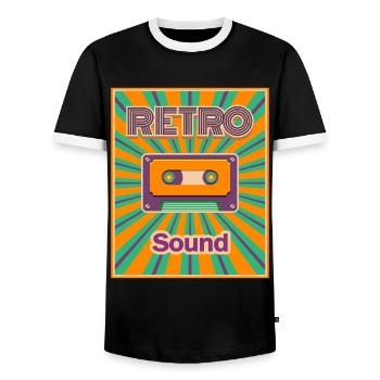 Cassette Retro Music - Men's Ringer Shirt - black/white - Front - AI Model Female 172 light (172cm) & AI Model Male 178 light (178cm)