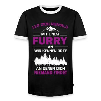 Furry Fable Anime - Männer Kontrast-T-Shirt - Schwarz/Weiß - Vorne - AI Model Female 172 light (172cm) & AI Model Male 178 light (178cm)