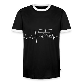 Heartbeat helicopter heartbeat - Men's Ringer Shirt - black/white - Front - AI Model Female 172 light (172cm) & AI Model Male 178 light (178cm)