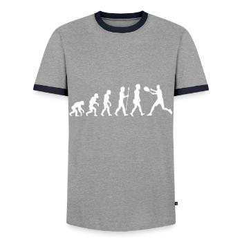 Tennis Evolution - Männer Kontrast-T-Shirt - Grau/Navy  - Vorne - AI Model Female 172 light (172cm) & AI Model Male 178 light (178cm)