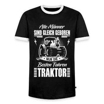 Landwirt Bauer Traktor Trecker Spruch Geschenk - Männer Kontrast-T-Shirt - Schwarz/Weiß - Vorne - AI Model Female 172 light (172cm) & AI Model Male 178 light (178cm)