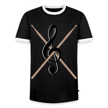 Drumsticks Notenschlüssel - Männer Kontrast-T-Shirt - Schwarz/Weiß - Vorne - AI Model Female 172 light (172cm) & AI Model Male 178 light (178cm)