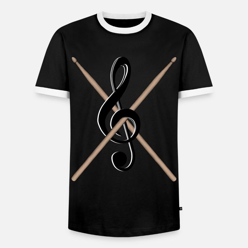 Drumsticks clef - Men's Ringer Shirt - black/white