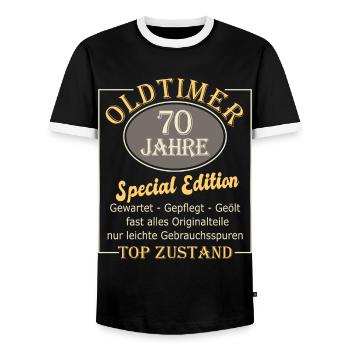 70 birthday 70 years seventy gift birthday - Men's Ringer Shirt - black/white - Front - AI Model Female 172 light (172cm) & AI Model Male 178 light (178cm)
